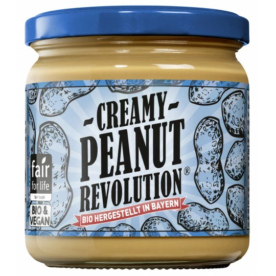 Peanut Revolution Creamy Erdnuss-Creme Bio + Vegan 375G 1 Peanut Revolution Creamy Erdnuss-Creme Bio + Vegan 375G