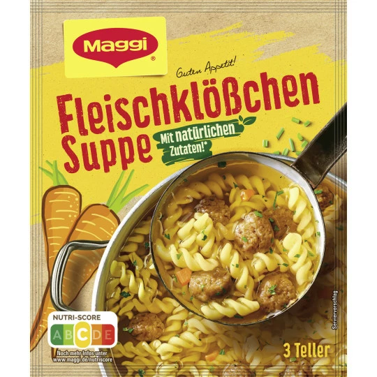 Maggi Guten Appetit Fleischklößchen Suppe Ergibt 750ML 1 Maggi Guten Appetit Fleischklößchen Suppe Ergibt 750ML